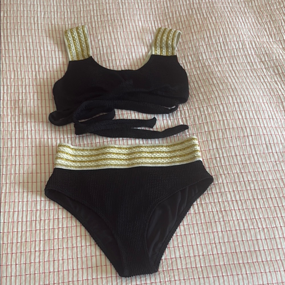 Black and Gold Women's Swimwear Set